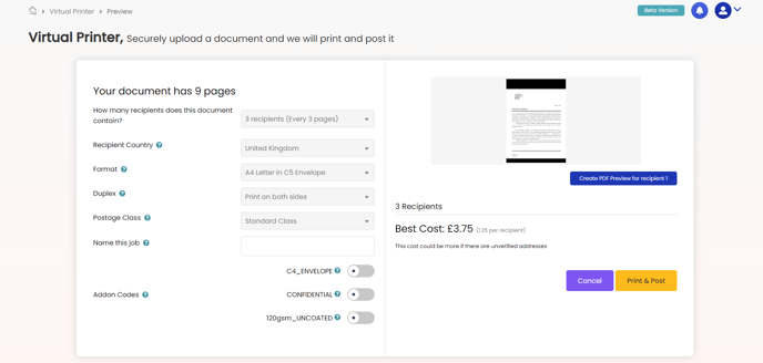 Virtual printer multiples-details